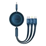 Câble rétractable Baseus Bright Mirror 2 - Type-C vers Micro USB+ Lightning+ Type-C 100W 1.1m - Bleu - CAMJ010203