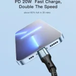 Câble tressé de charge rapide et transfert de données - YESIDO - Type-C vers Lightning - 1,2m - Charge rapide 3A pour smartphone - CA195 – Image 3