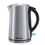 Bouilloire électrique Hisense – 1.7L – Ouverture manuelle du couvercle – Contrôle Strix – Plaque chauffante avec indicateur lumineux - Acier Inoxydable - H17KSSS1