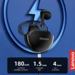 Écouteur Lenovo LivePods LP80 Pro - 12h d'autonomie - BT 5.0 - IPX5 - Qualité Sonore Hi-Fi et Basses  – Lumière RGB - Noir – Image 2