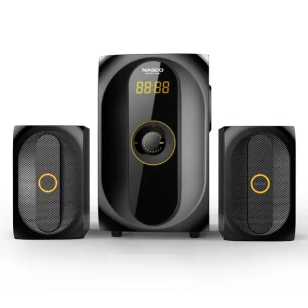 Lecteur Multimédia 2.1CH télécommandé Nasco – 15W – Bluetooth – USB – Radio FM – Lecteur SD carte - NAS-SS2.1-N452