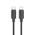 Câble Porodo Blue – USB-C vers Lightning PD27W, charge rapide et transfert de données – Noir – 1,2m – PB-20WCLC-BK