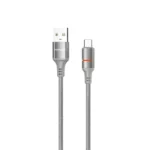 Câble tressé de charge rapide et transfert données Porodo - USB-A vers USB-C avec lumière LED - 2,4A - 1,2m - PD-CBL0027-GY-C - Gris