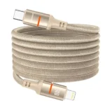 Câble tressé magnétique de charge rapide et transfert données Porodo - Type-C vers Lightning - 30W - 1,2m - PD-CBL0030-GD-L - Or