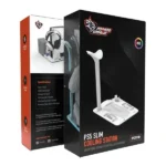 Support Pour PS5 Slim - Porodo Gaming - Chargeur magnétique - 5 emplacements - Chargeur manette - Ventilateur de refroidissement - PDX118 - Blanc – Image 3