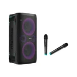 Haut-parleur sans fil avec 2 micros Hisense  Party rocker one plus - 300W - 15h d'autonomie - Fonction de charge de téléphone par induction - Party rocker one plus