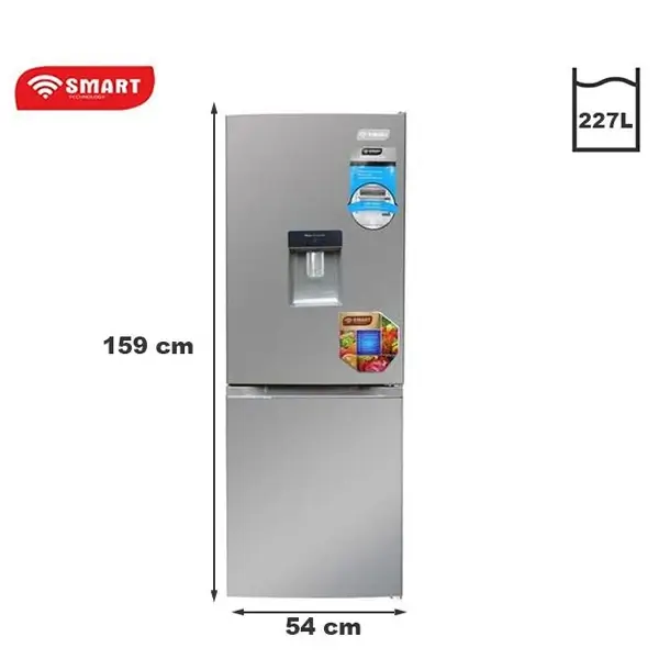 STCB-459WM-1.webp SMART TECHNOLOGY Réfrigérateur Combiné Avec Fontaine – STCB-459WM – 227L – Inox – 12 Mois De Garantie – Image 2