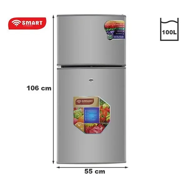STR-135H.webp Réfrigérateur combiné double portes Smart Technology – 100L – 2 tiroirs + 2 casier au réfrigérateur – Un espace au congélateur – Économique – R600A - STR-135H – Image 2
