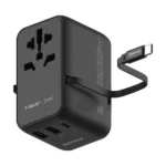 Chargeur Universel avec Prises intégrées JP/US, AU, EU, UK - 3 ports avec câble USB-C intégré 25W - Charge Rapide - MOMAX 1-World+ - UA20D