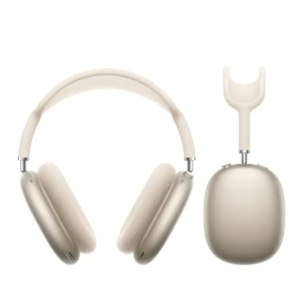 Casque Apple AirPods Max Sans fil - Câble de charge Type-C - Réduction active du bruit de niveau pro - 20H d'autonomie - Audio spatial personnalisé - A3184 - Stellaire (Or)