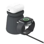 Station de charge rapide avec MagSafe - 2en1 - 15W de charge sans fil à partir de iPhone 12 - 5W pour montre et écouteur - WIZ020MYH36 - Noir – Image 2