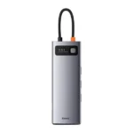 Station d’accueil multifonctions Baseus Metal Gleam - 9en1 -  Type-C - 100W - HDMI 4K - 3x USB 3.2 - RJ45 - Card SD - Card TF - VGA - 1Gbps – Gris - CAHUB-CU0G