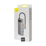 Station d’accueil multifonctions Baseus Metal Gleam - 6en1 -  Type-C - 100W - HDMI 4K - 3x USB 3.2 - RJ45 - 1Gbps – Gris - CAHUB-CW0G – Image 4
