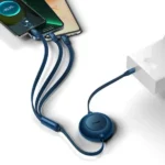 Câble rétractable Baseus Bright Mirror 2 - Type-C vers Micro USB+ Lightning+ Type-C 100W 1.1m - Bleu - CAMJ010203 – Image 2