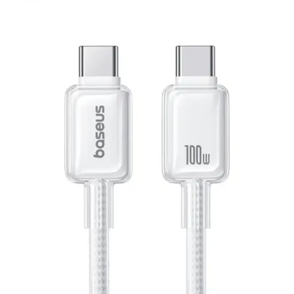 Câble de charge rapide et de transfert de données Baseus Crystal - Type-C vers Lightning - 1m - 100W - Blanc Lunaire - P10383100211-00