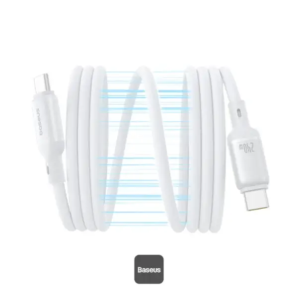 Câble de charge rapide et de transfert de données Baseus PicoGo - 1m - 240W - Type-C vers Type-C - Blanc - P10376800211-00