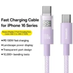 Câble de charge rapide et de transfert de données Baseus Display II - 100W - 1m - Type-C vers Type-C - Galaxy bleu -P10382702311-00 – Image 2