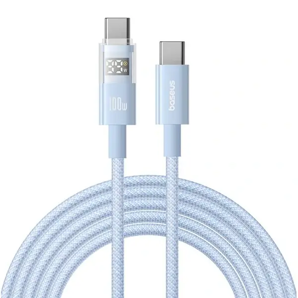 Câble de charge rapide et de transfert de données Baseus Display II - 100W - 2m - Type-C vers Type-C - Nébuleux violet - P10382702511-01