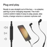 Ecouteur filaire Belkin avec connecteur Type-C - 1.2m - IPX5 - Embouts S,M,L - Fonction tactile pour appel et musique - Microphone intégré - G3H0002BT - Noir – Image 4