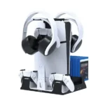 Station de Refroidissement et de Charge pour PS5 Green Lion - 3 ports USB-A de sortie 5V/1,5A - 1 port USB-A d’entrée 5V/2A - 1 port d’entrée DC 5V/3A - GNPS5CSTDWH - Blanc