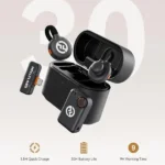 Micro cravate professionnel Lavalier sans fil HOLLYLAND LARK M2S - 30h d'autonomie - 2 émetteurs + 2 récepteurs - Réduction de bruit - Portée de transmission de 300 mètres - – Image 3