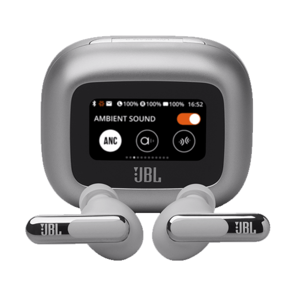 Ecouteur sans fil JBL Live Beam 3 - Audio spatial - IP55 - Réduction de bruit adaptative avec commandes personnalisées - 48h d'autonomie - Gris