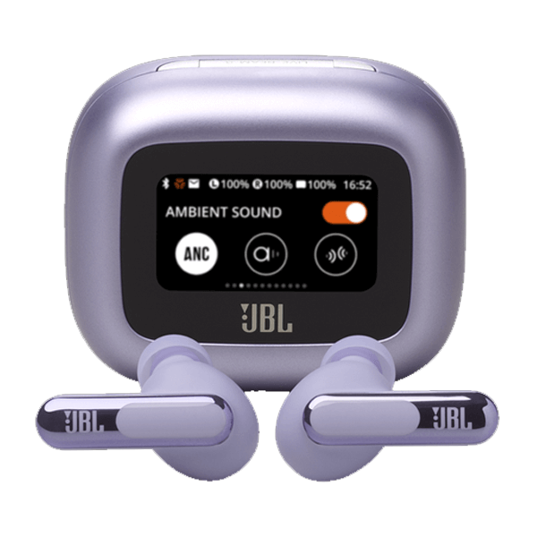 Ecouteur sans fil JBL Live Beam 3 -  Audio spatial - IP55 - Réduction de bruit adaptative avec commandes personnalisées - 48h d'autonomie - Violet