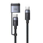 Câble de charge rapide tressé avec témoin lumineux  2en1 - Type-C vers type-C 240W - Type-C vers MagSafe 3 140W - 2m - Mcdodo CA-014 - Noir