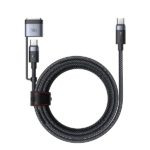 Câble de charge rapide tressé avec témoin lumineux  2en1 - Type-C vers type-C 240W - Type-C vers MagSafe 3 140W - 2m - Mcdodo CA-014 - Noir – Image 2
