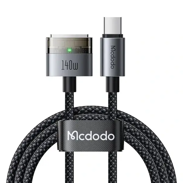 Câble de charge rapide tressé avec témoin lumineux  Mcdodo 140W - Type-C vers MagSafe 3 compatible - 2m - Mcdodo CH-207 - Noir