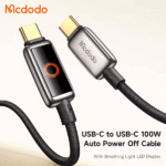 Câble de charge rapide tressé avec lumière LED Mcdodo 100W - Type-C vers type-C - 1.2m - Arrêt automatique de charge - Mcdodo CA-668 – Image 2