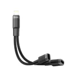 Adaptateur Lightning Porodo – Audio + charge simultanée - 2en1 - compact 12cm  - PD-LLJHCA-BK – Noir