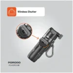 Perche à selfie sans fil pliable Porodo avec trépied extensible – 41cm - BT 5.2 - Batterie 55 mAh - 5000 prises - Rotation 360° - PD-HSM12 - Noir – Image 3