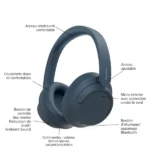 Casque supra-auriculaire sans fil Sony - BT - Réduction de Bruit - 35H d'autonomie - Micro intégré - Bleu - WH-CH720N – Image 3