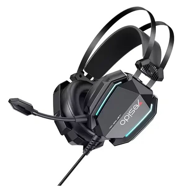 Casque filaire de jeu pour PC - 2.2m - Compatible avec ordinateur - Téléphone, console - Eclairage multicolore - EK03