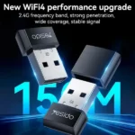 Adaptateur USB sans Fil Yesido - Connectable par Wifi – Haute Vitesse 150 Mbps - Portée de réception jusqu’à 100 mètres - WP10 – Image 3