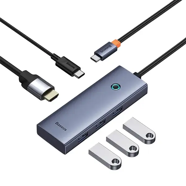 Station d’accueil multifonctions Baseus UltraJoy - 5en1 - 4k @ 30HZ Clarity - Type-C - 100W - 1x HDMI 4K - 3x USB 3.2 - 1x Type-C – Gris - B00052801811-00