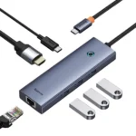 Station d’accueil multifonctions Baseus UltraJoy - 6en1 -  4k @ 30HZ Clarity - Type-C - 100W - 1x HDMI 4K - 3x USB 3.2 - 1x Type-C – 1x RJ45 - Gris - B00052802811-02