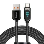Câble de charge rapide et de transfert de données Baseus Display - 66W - 1m - USB vers Type-C - Noir - CASX020001