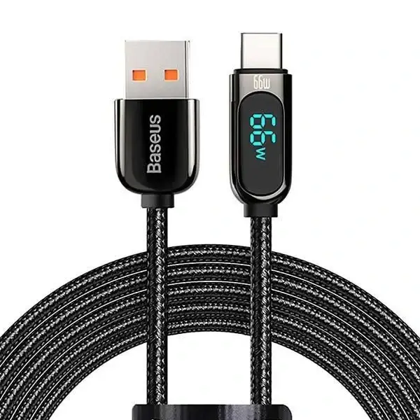 Câble de charge rapide et de transfert de données Baseus Display - 66W - 1m - USB vers Type-C - Noir - CASX020001