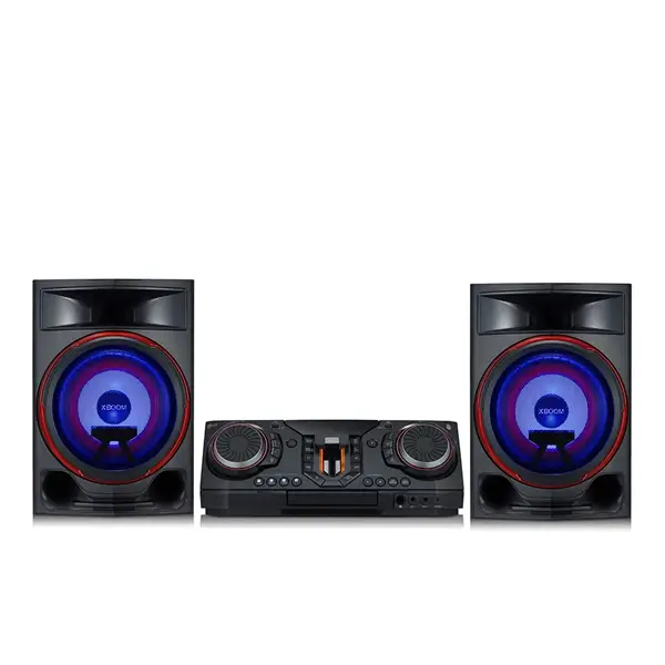 Mini Hifi avec deux enceintes télécommandé LG CL87- 2350W - BT - USB - CD - FM  - Éclairage multicolore - DJ Appli - Fonctions DJ Karaoké avec suppression des voix et changement de tonalité - CL87