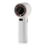 Mini ventilateur portatif à 100 vitesses – Réglage progressif – Compresse froide – Affichage numérique – Blanc - M57
