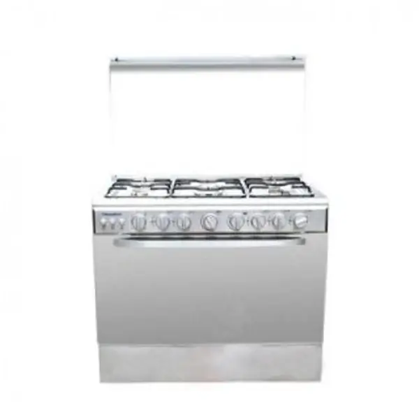 Gazinière 5 feux avec four à gaz Nasco – Gril à gaz – Allumage automatique – Couverture vitrée - Miroir Inox - GCNAS-9060S/SM