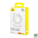 Câble de charge rapide Baseus Purely Lucent Purely Power – 100W – 1m – Type-C vers Type-C - Blanc - P10373000211-00 – Image 2