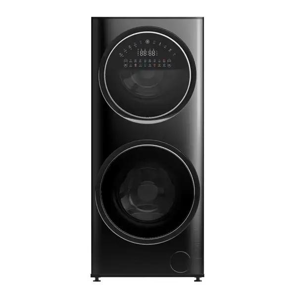 Machine à laver Inventer avec deux hublots Nasco - 15KGs - 5KGs hublot du haut -10KGs hublot du bas - Puissance 200W - 1850W - Séchage 7KGs - Essorage - Rinçage - SNASFL2V-15W7D-V1