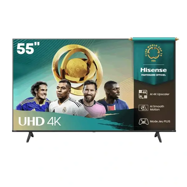 TV connectée Led Hisense - 55" - Affichage DLED - Résolution 4K UHD - Système d’exploitation VIDAA - Apple Home - HDMI - USB - Ethernet RJ45 - Wifi - BT - Optique - Télécommande vocale - Commande vocale -55A6Q