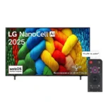 TV Smart NanoCell AI avec télécommande magique LG - 65" - Année 2025 - 4K OLED -  4K ULTRA HD - AI Sound Pro - Wifi - BT - Assistant Google - WebOS25 - Reconnaissance vocale - Processeur α9 Gen7 AI 4K - 65NANO80A6A
