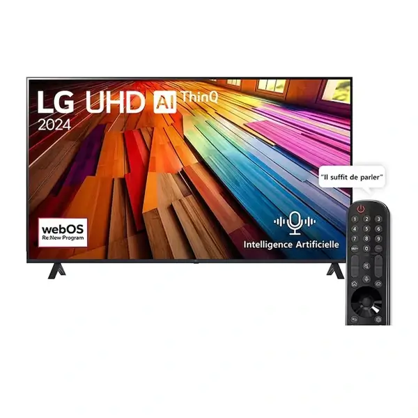 TV Smart avec télécommande magique AI LG - 70" - Année 2024 -  4K UHD - 4K ULTRA HD - AI Sound Pro - Wifi - BT - Assistant Google - WebOS24 - Reconnaissance vocale - Processeur α5 AI 4K Gen7 - 70UT80006LA