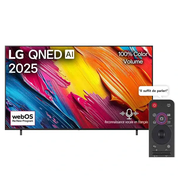 TV Smart Qned AI avec télécommande IA magique LG - 86" - Année 2025 - 4K QNED -  4K ULTRA HD - AI Sound Pro - Wifi - BT - Assistant Google - WebOS25 - Reconnaissance vocale - Processeur α7 Gen8 AI 4K - 86QNED70A6A