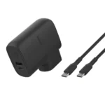 Chargeur à multiples têtes avec PowerBank intégré Belkin - charge par secteur 25W - PowerBank 5K de 20W - 1 port USB-C et 1 port USB-A - BPZ003BT1MBK-B6